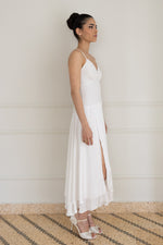 Load image into Gallery viewer, White Two-layer Satin And Lace Open Back Dress