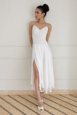 Load image into Gallery viewer, White Two-layer Satin And Lace Open Back Dress
