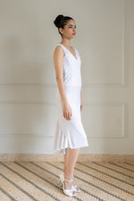 Load image into Gallery viewer, White Velvet Charlotte Tango Dress With Lace Details