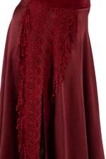 Load image into Gallery viewer, Burgundy Satin Skirt With Lace Detail
