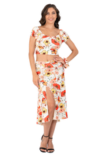 Load image into Gallery viewer, Wild Poppy Print Tango Skirt With Right Slit