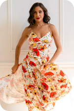 Load image into Gallery viewer, Wild Poppy Print Tango Dress With Adjustable Straps