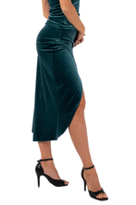 Load image into Gallery viewer, Wrap Velvet Skirt With Curved Front Slit
