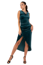 Load image into Gallery viewer, Sleeveless Velvet Top With Draped Neck
