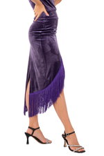 Load image into Gallery viewer, Wrap Velvet Tango Skirt With Fringe
