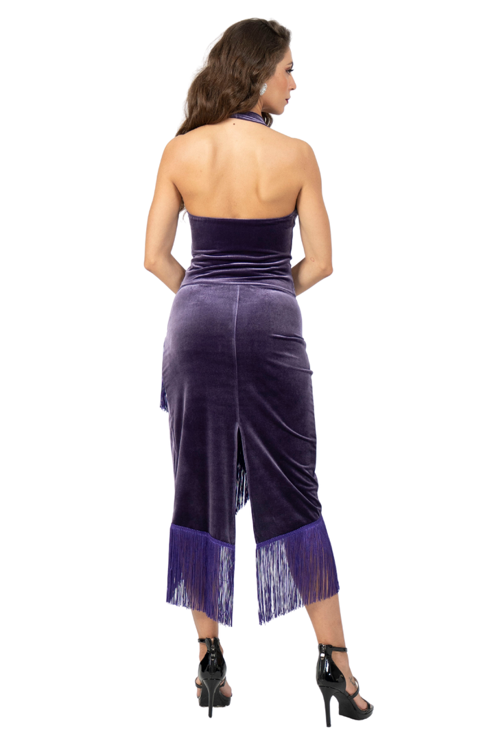 Velvet Draped Halter Neck Dance Top