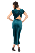 Load image into Gallery viewer, Wrap Velvet Skirt With Curved Front Slit