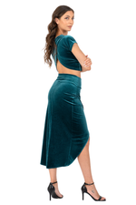 Load image into Gallery viewer, Wrap Velvet Skirt With Curved Front Slit