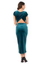 Load image into Gallery viewer, Wrap Velvet Skirt With Curved Front Slit