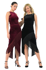Load image into Gallery viewer, Wrap Velvet Tango Skirt With Fringe