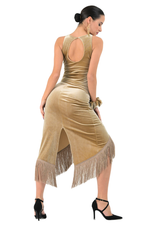 Load image into Gallery viewer, Wrap Velvet Tango Skirt With Fringe