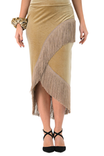 Load image into Gallery viewer, Wrap Velvet Tango Skirt With Fringe