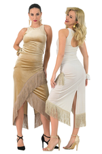 Load image into Gallery viewer, Wrap Velvet Tango Skirt With Fringe