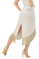 Load image into Gallery viewer, Wrap Velvet Tango Skirt With Fringe