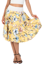 Load image into Gallery viewer, Yellow Floral Print A-Line Skirt