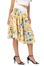 Load image into Gallery viewer, Yellow Floral Print A-Line Skirt