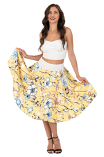 Load image into Gallery viewer, Yellow Floral Print A-Line Skirt