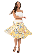 Load image into Gallery viewer, Yellow Floral Print A-Line Skirt