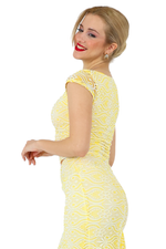 Load image into Gallery viewer, Yellow Lace Crop Top