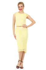 Load image into Gallery viewer, Yellow Floral Lace Fishtail Skirt