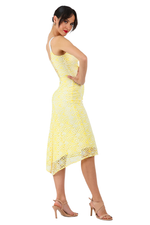 Load image into Gallery viewer, Yellow Lace Tango Dress With Slitted Tail
