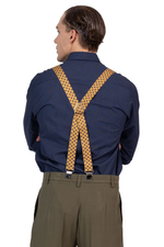Load image into Gallery viewer, Yellow Men's Adjustable Suspenders With Rhombus Print