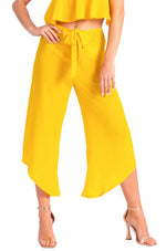 Load image into Gallery viewer, Yellow Waist Tie Asymmetric Cropped Tango Pants