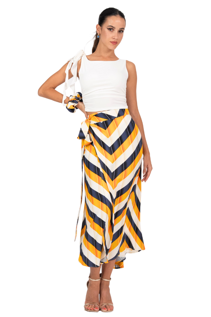 Zig-Zag Striped Wrap Dance Skirt
