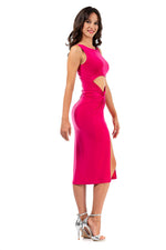 Load image into Gallery viewer, Front Cutout Knot Detail Midi Dress With Slit
