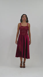 Load and play video in Gallery viewer, Velvet &amp; Lace Spaghetti Strap Flowy Tango Dress
