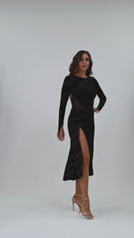 Load and play video in Gallery viewer, Sparkling Velvet Tango Dress With Open Back
