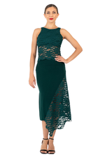 Load and play video in Gallery viewer, Asymmetric Tango Skirt With Lace Panel