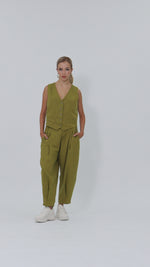 Load and play video in Gallery viewer, Olive Green Women&#39;s Suit Vest