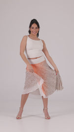 Load and play video in Gallery viewer, Orange Airbrushed Animal Print Two-layer Georgette Dance Skirt
