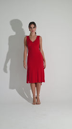 Load and play video in Gallery viewer, Red Open Back Tango Dress With Ruffled Tail
