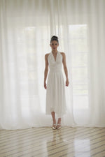 Load and play video in Gallery viewer, White Lace Halter-Neck Two-Tiered White Dress