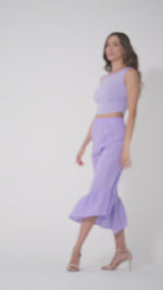 Load and play video in Gallery viewer, Lavender Eyelet Embroidery Capri Pants
