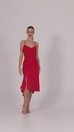 Load and play video in Gallery viewer, Red Polka Dot Lace-up Tango Dress With Tail
