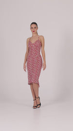 Load and play video in Gallery viewer, Strawberry Printed Fishtail Dress With Spaghetti Straps
