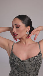 Load and play video in Gallery viewer, Ophelia Graphite Teardrop Tango Earrings
