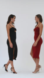 Load and play video in Gallery viewer, Bow Bust Midi Dress With Slit
