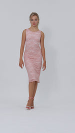 Load and play video in Gallery viewer, Peach Lace Fishtail Keyhole Tango Dress