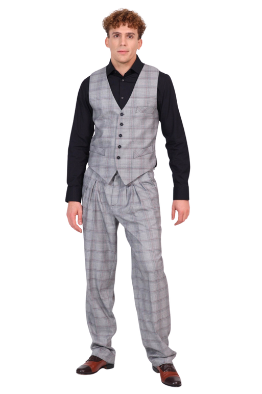 Check Men's Tango Pants With Three Pleats