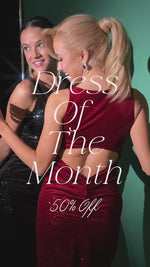 Load and play video in Gallery viewer, Sequin Velvet Keyhole Back Fishtail Dress