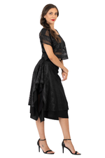 Load and play video in Gallery viewer, Black Shiny Lace Handkerchief Skirt