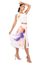 Load and play video in Gallery viewer, Floral Gradient Two-layer Satin Dance Skirt
