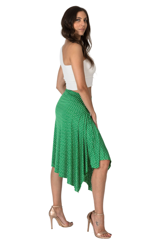 Green Polka Dot Skirt With Side Draping
