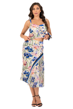 Load and play video in Gallery viewer, Iris Floral Print Asymmetric Midi Tango Skirt