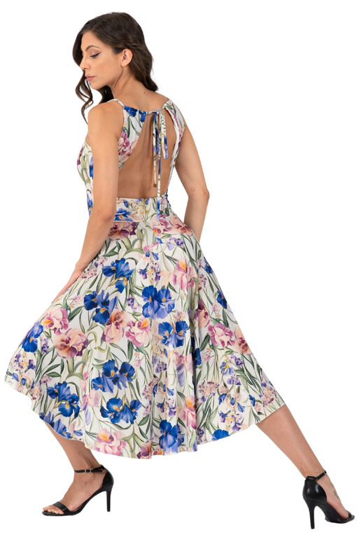 Iris Floral Print Open Back Tango Dress