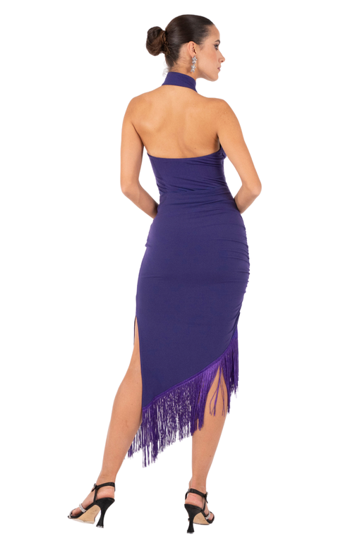 Midi Asymmetric Tango Skirt With Fringe